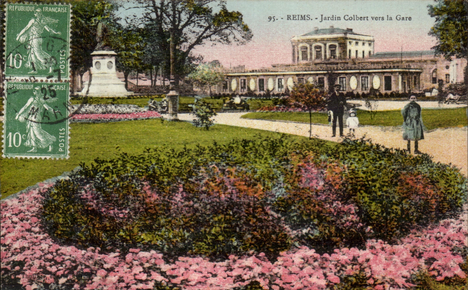 CPA Reims Jardin Colbert vers la Gare