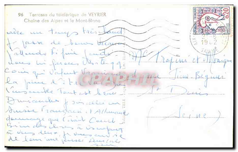 Terrasse du téléphérique de Veyrier — Chaîne des Alpes et le Mont-Blanc — éditeur Hélé — Reverso