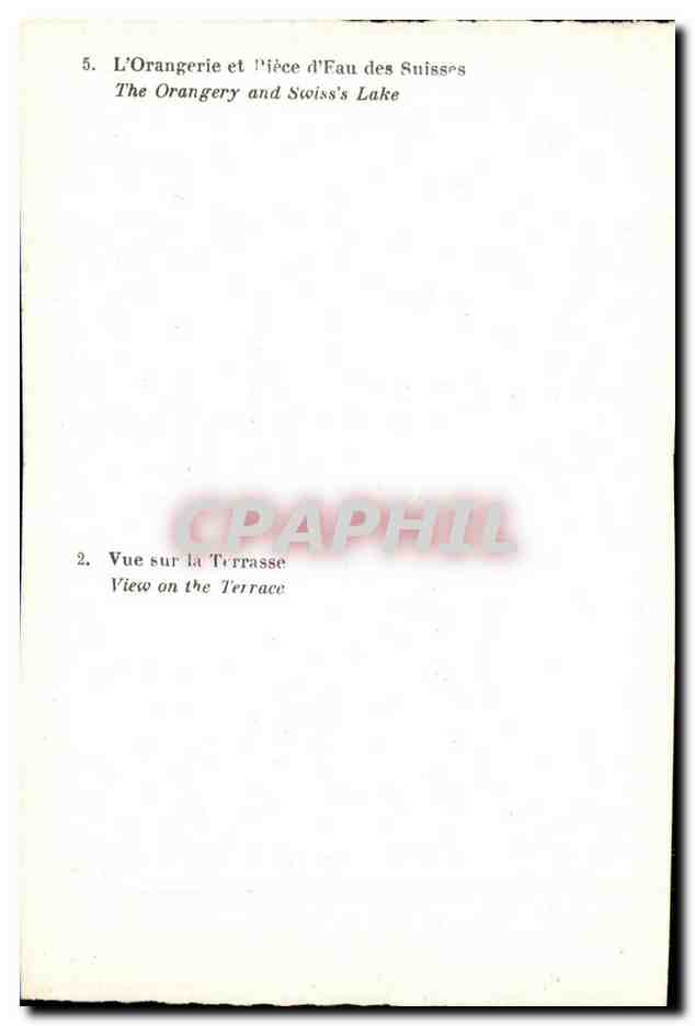 CPA L'Orangerie Piece d'eau des Suisses Versailles — Verso