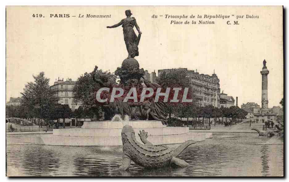 CPA Paris Le Monument Triomphe de la Republique Dalou Place de la Nation