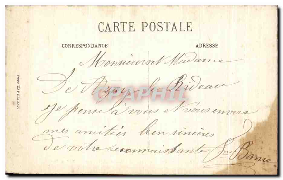CPA Azay Le Rideau Le Chateau National — Rückseite