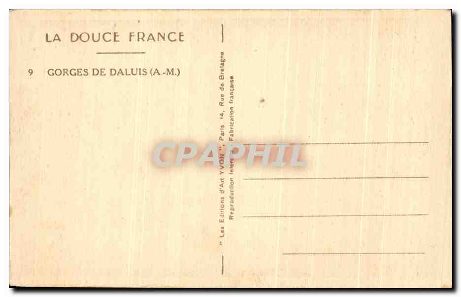 CPA Gorges De Daluis — Verso