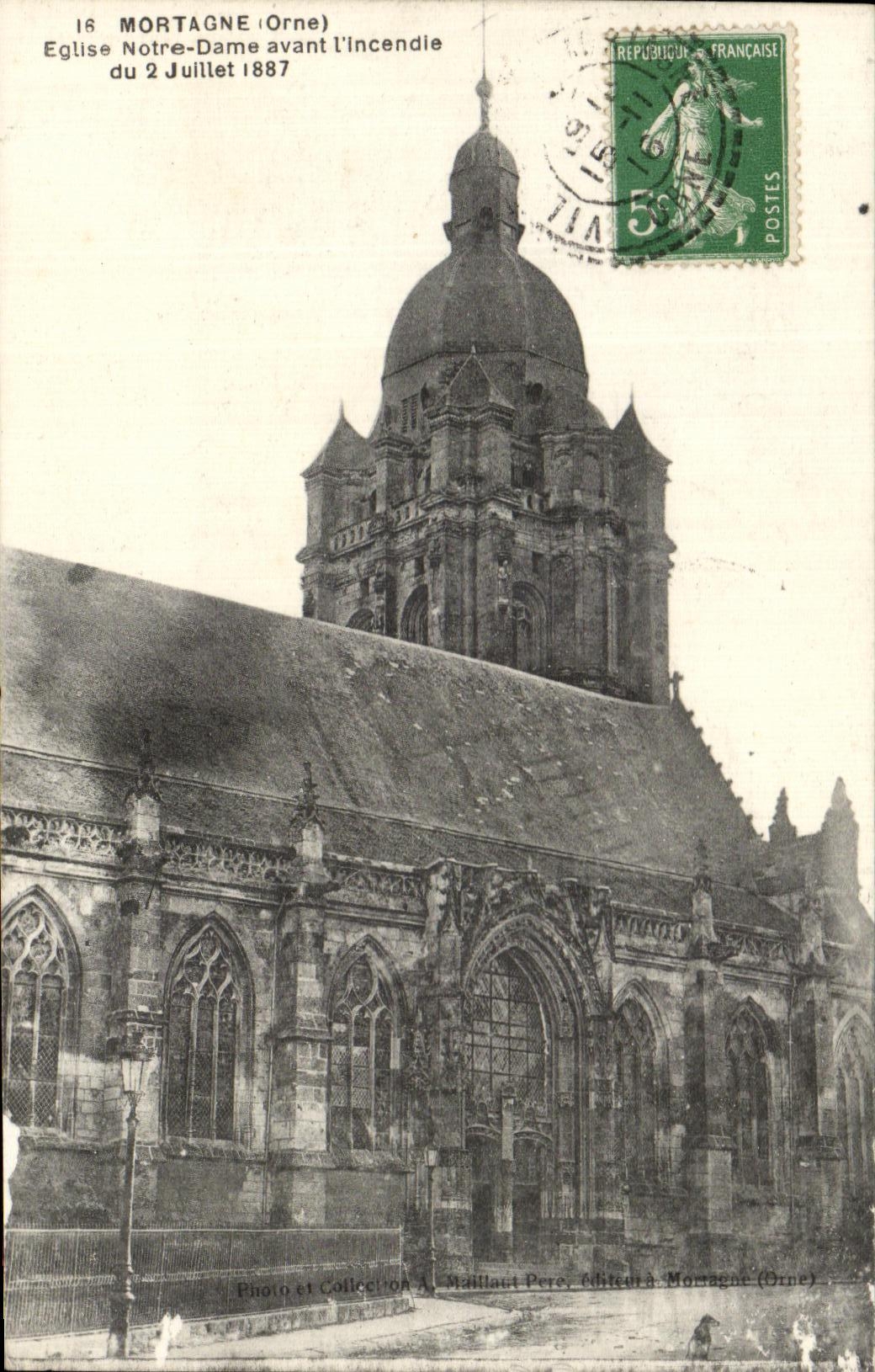 CPA Mortagne Eglise Notre Dame Avant l'Incendie du du 2 juillet 1887