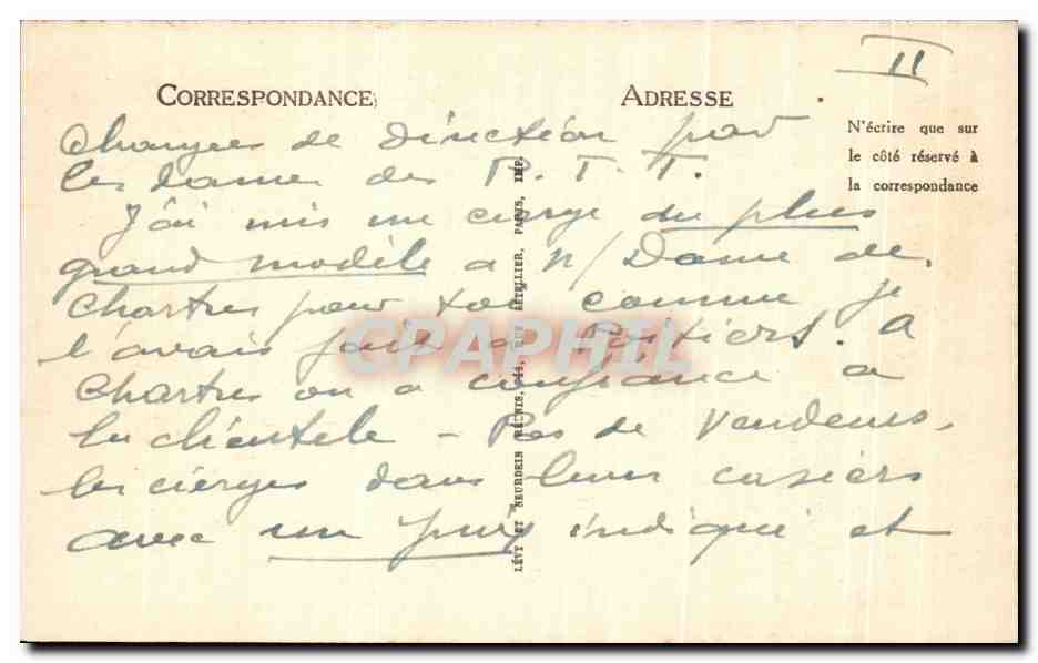 CPA Cathedrale De Chartres Portail Septentrional — Verso