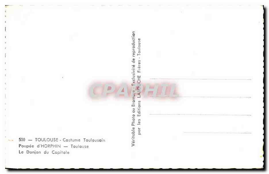 CPSM Toulouse Costume Toulousain Les violettes de Toulouse Folklore Costume — Verso
