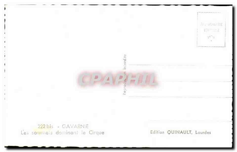 CPA Gavarnie Le Sommet Dominant Le Cirque — Verso