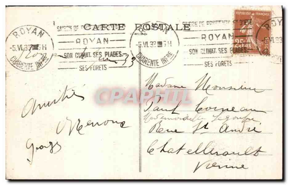 Casino de Royan — 1912 — Verlag: CPAPHIL — Rückseite