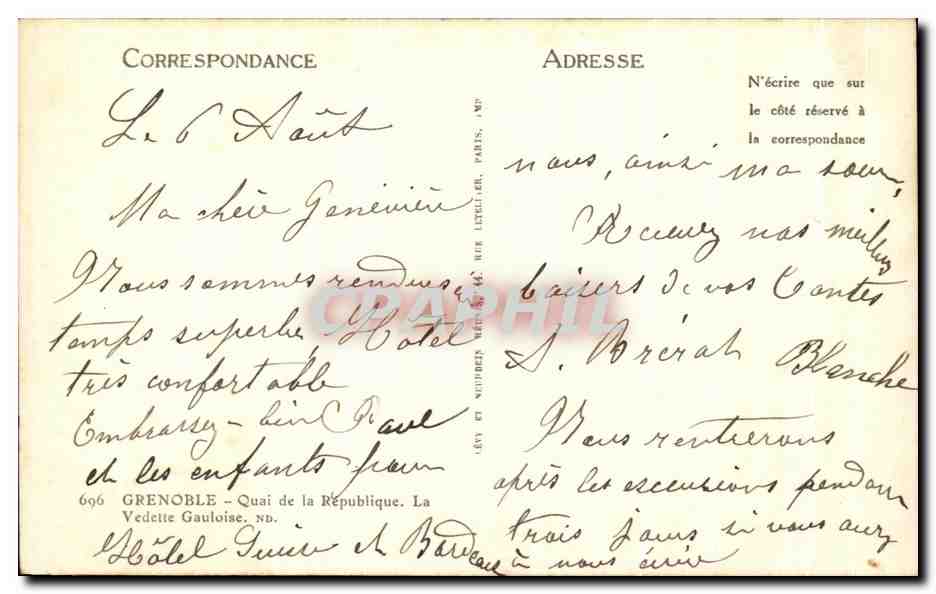 CPA Grenoble Quai De La Republique La Vedette Gauloise — Rückseite