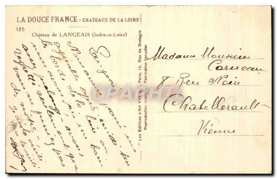 CPA La Douce France Dhateaux De La Loire Chateau de Langeais — Verso
