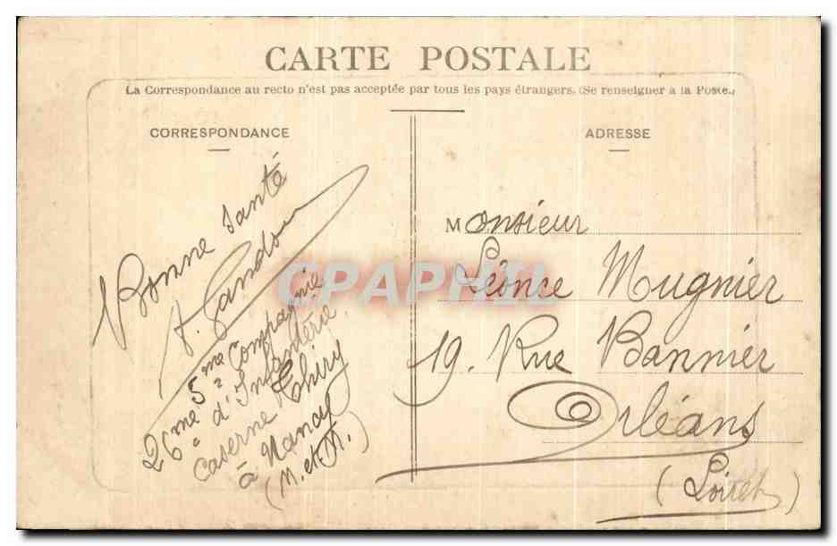 CPA Nancy Arc de Triomphe Cote Nord  — Rückseite