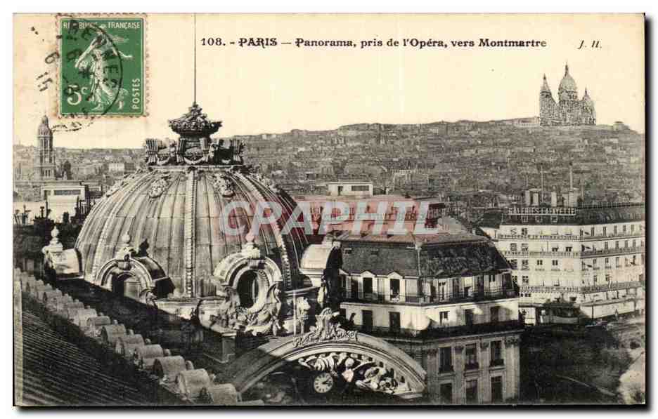 CPA Paris Panorama pris de l'Opera vers Montmartre