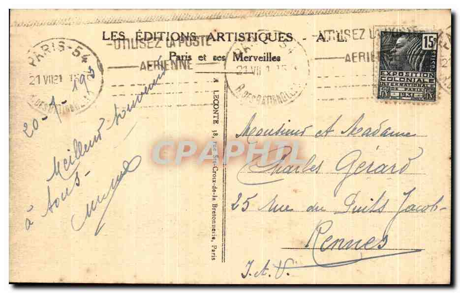 CPA Paris Le Grand Palais — Rückseite