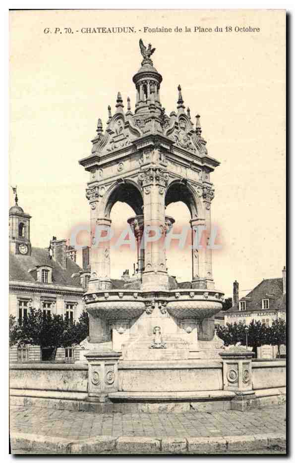 Châteaudun — Fontaine de la Place du 18 Octobre — G.P. 70, éditée par Allouin