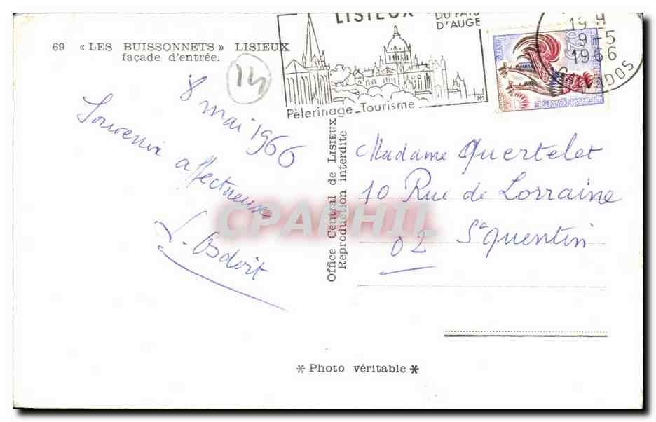 CPA Les Buissonnets Lisieux Facade d'Entree — Verso