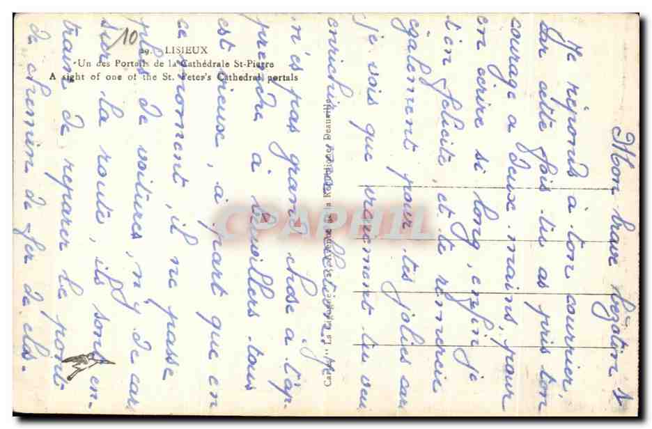 Portail de la Cathédrale Saint-Pierre de Lisieux — éditeur 'Lisieux' n°10 — Verso