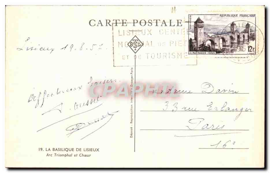 CPA La Basilique De Lisieux Arc Triomphal et Choeur — Verso