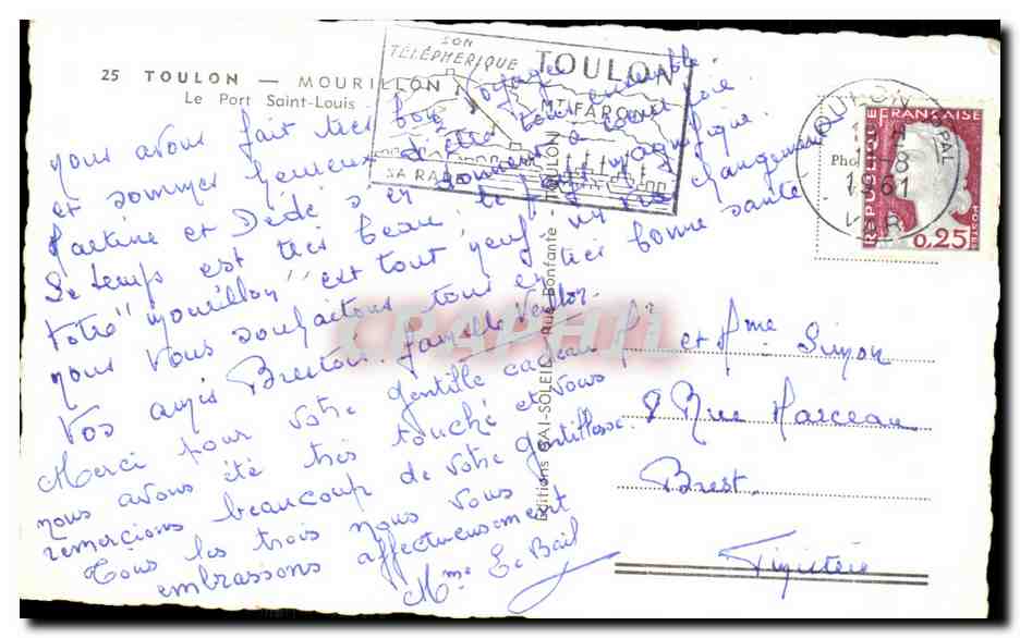 Le Port Saint-Louis — Toulon — éditeur Téléphérique Toulon, n°25 — Verso
