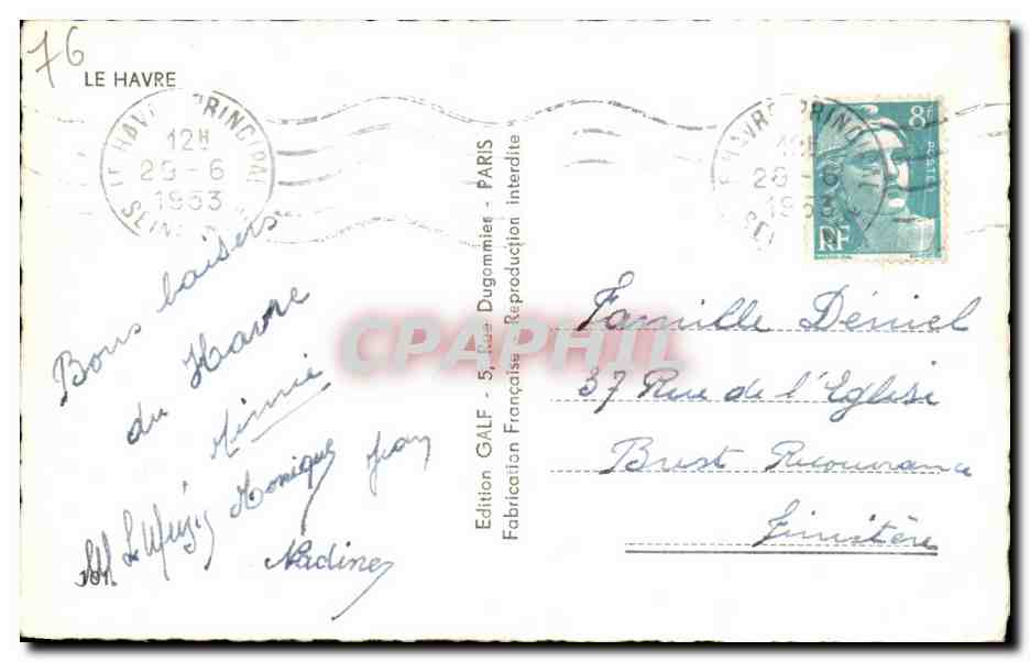 CPSM Souvenir du Havre Le Liberte L'ile de France Le pain de sucre Bateaux Paquebot  — Rückseite