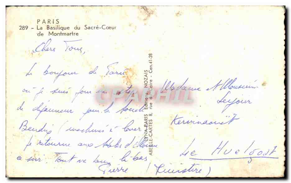 CPAPHIL Parijs — De Basiliek van het Heilig Hart van Montmartre — Achterkant