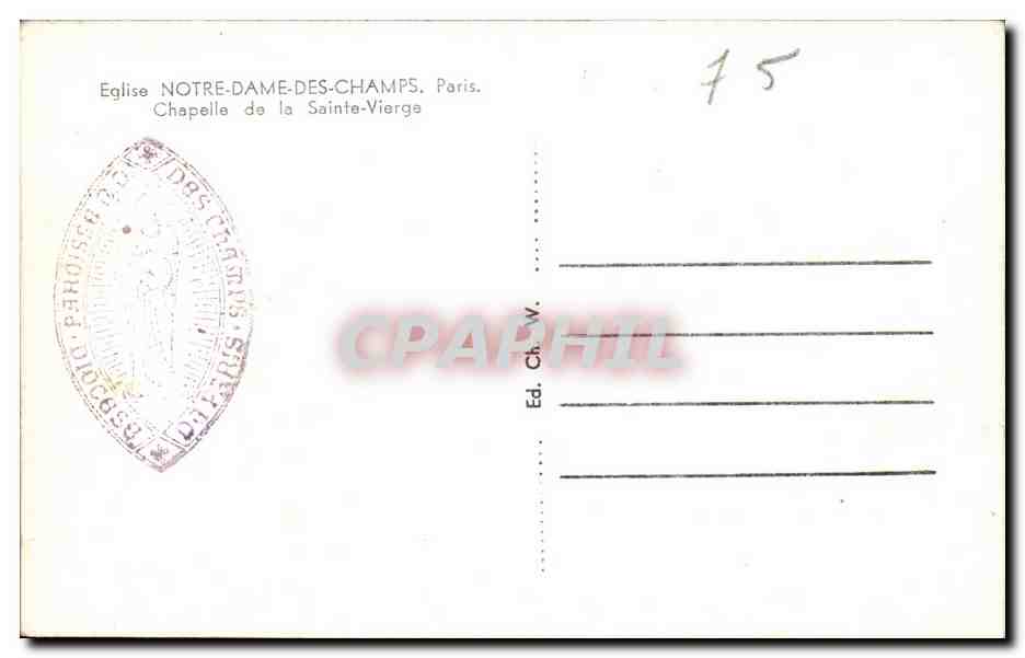 CPA Eglise Notre Dame Des Champs Paris Chapelle de la Sainte Vierge — Verso