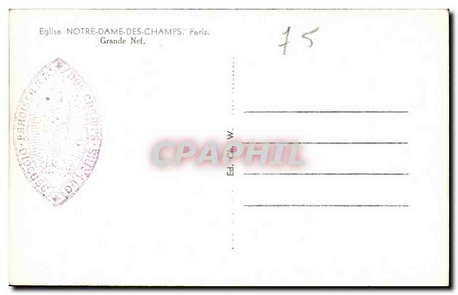 CPA Eglise Notre Dame Des Champs Paris Grande Nef — Verso