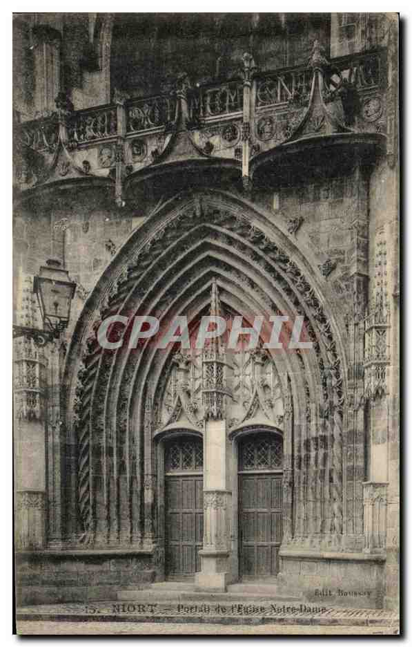 CPA Niort Portail de L'Eglise Notre Dame