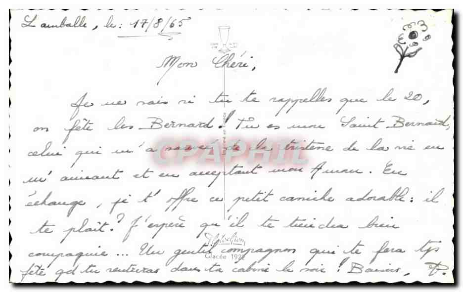 CPSM Enfants Bonne Fete Chein Caniche canard — Rückseite