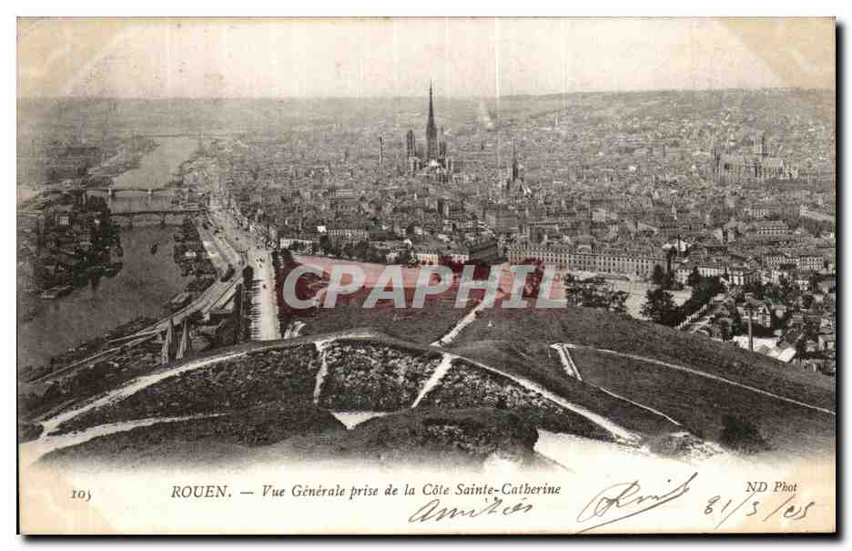 CPA Rouen Vue Generale prise de la Cote Sainte Cathedrale