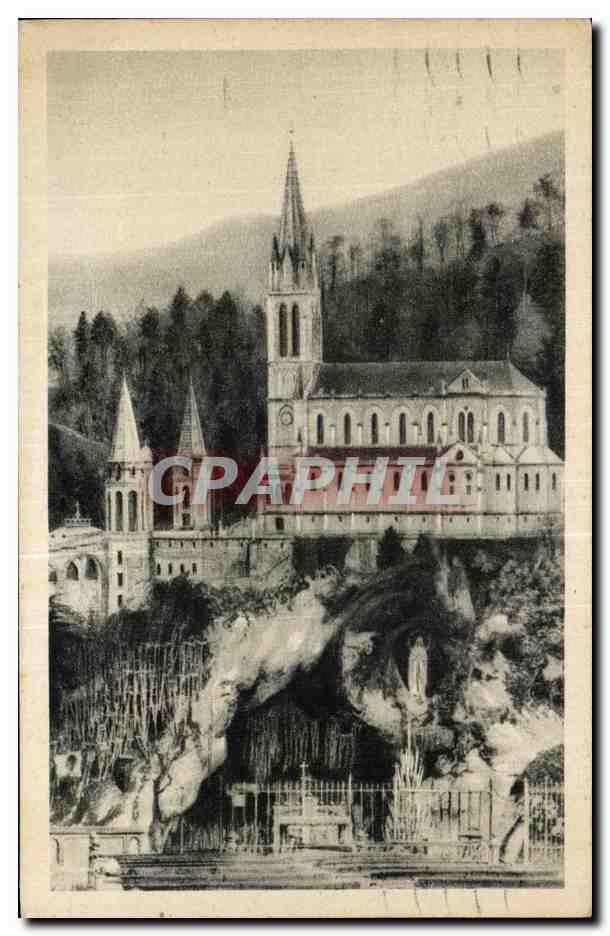 CPA Lourdes La Grotte et la Basilique