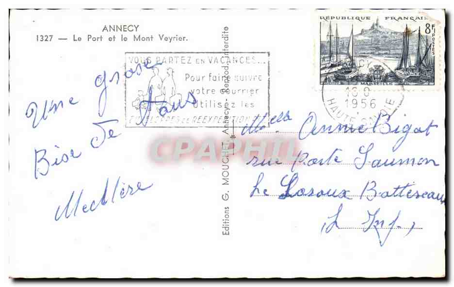 Le Port et le Mont Veyrier — Annecy — Éditions G. Mouchet — Verso