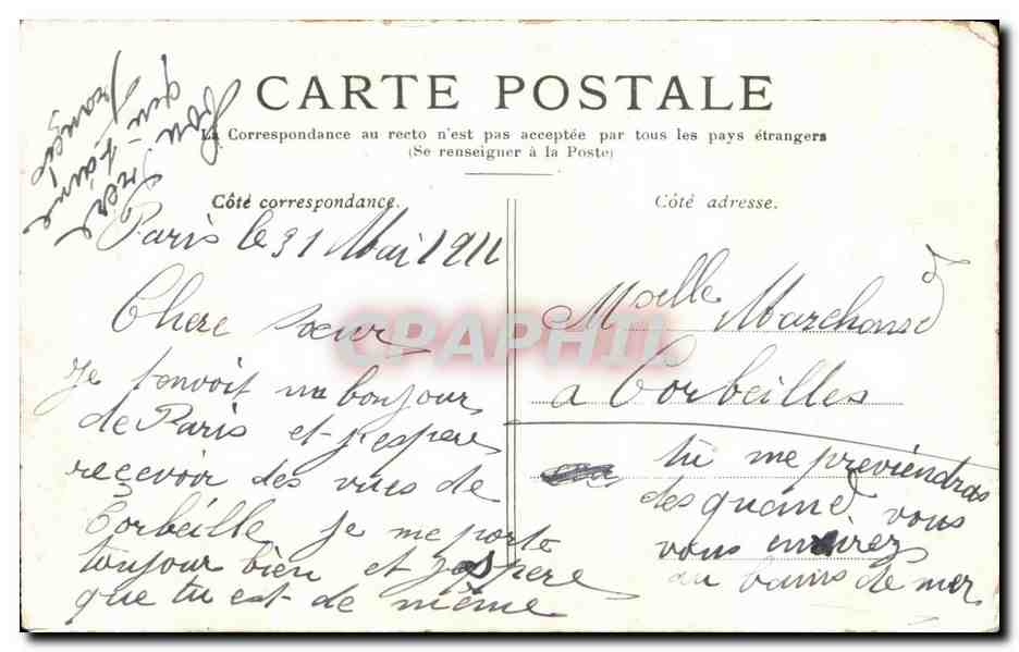 CPA Paris La Bastille Et La Colonne De Juillet — Rückseite