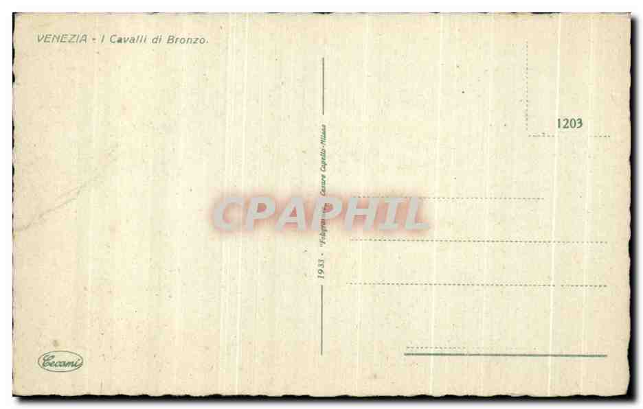 CPA Venezia Cavalli Di Bronzo Cheval — Verso