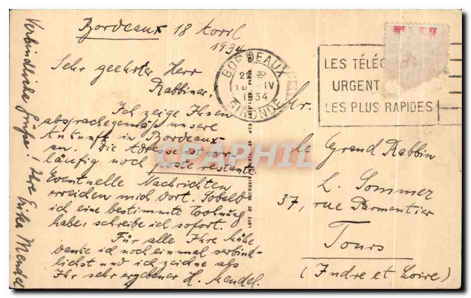 CPA Bordeaux Le Grand Theatre — Verso