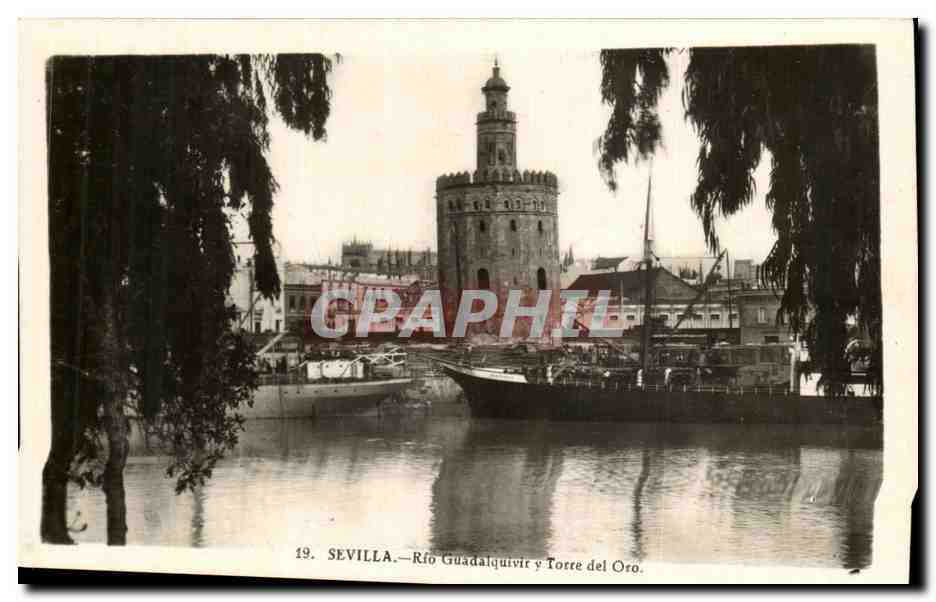 CPA Sevilla Rio Guadalquivir Torre del Oro Bateau