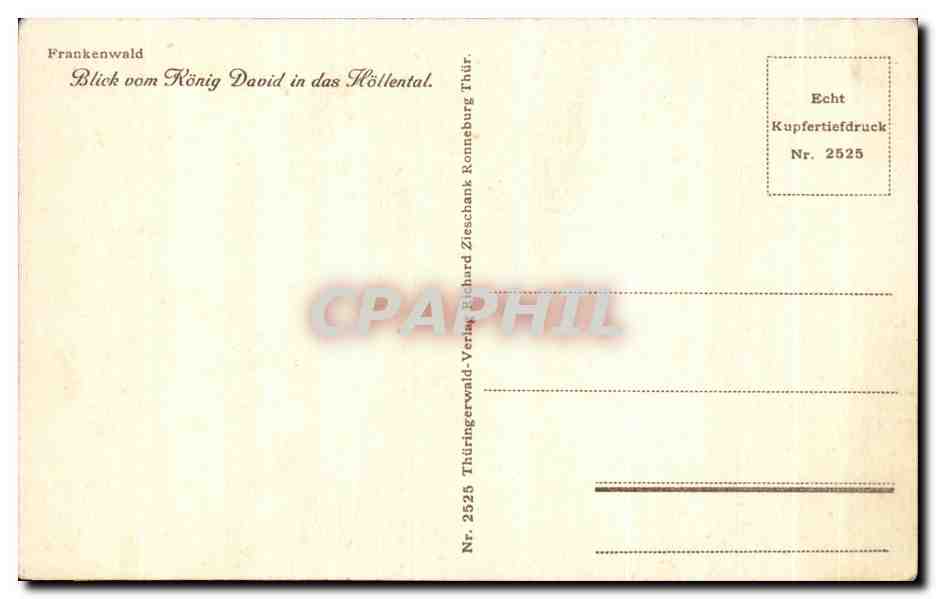 CPA Hollental Blick vom Koing David — Rückseite