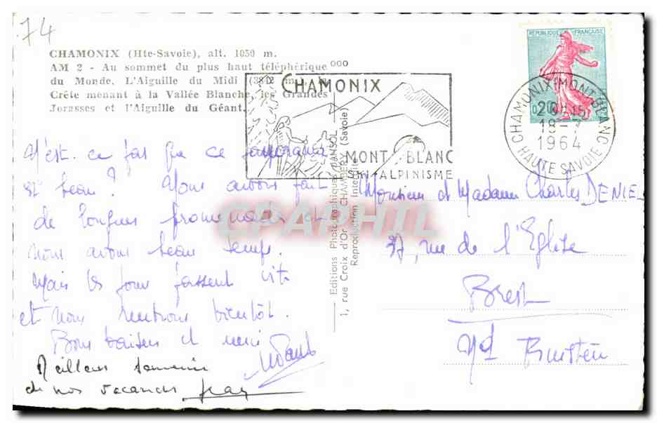 CPA Chamonix Au sommet du plus haut telepherique — Verso