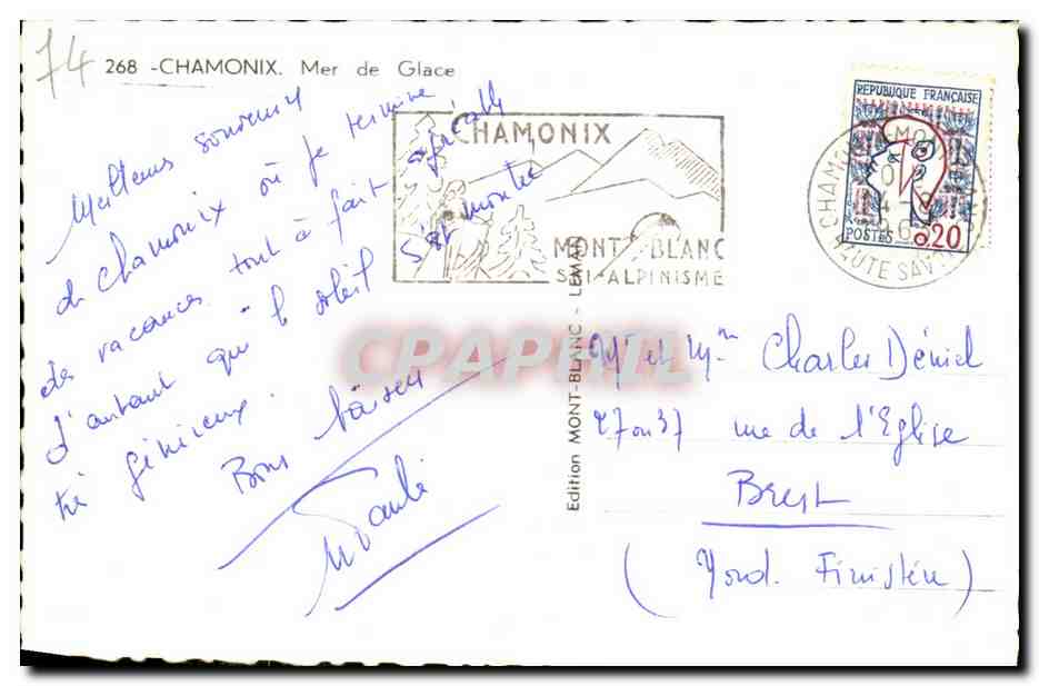CPA Chamonix Mer de Glace — Verso