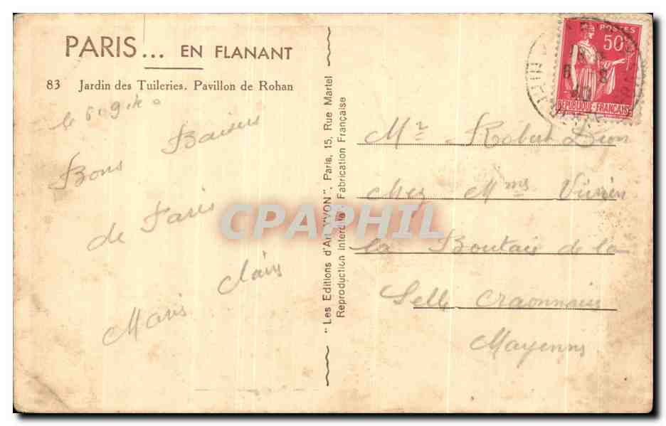 CPA Paris En Flanant Jardin Des Tuileries Pavillon De Rohan — Reverso