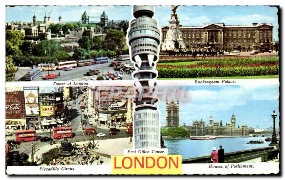CPA Tower Of London Buckingnam Palace Piccadilly Circus Post Office Tower London Houses Of Parliament