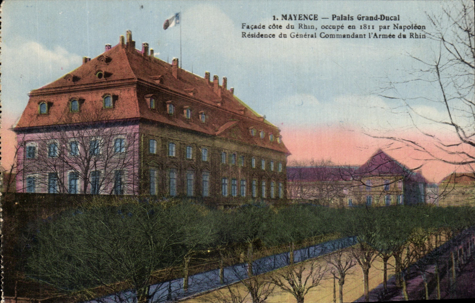 CPA Mayence Palais Grand Ducal Facade cote du Rhin occupe en par Napoleon Residence du General Commandant
