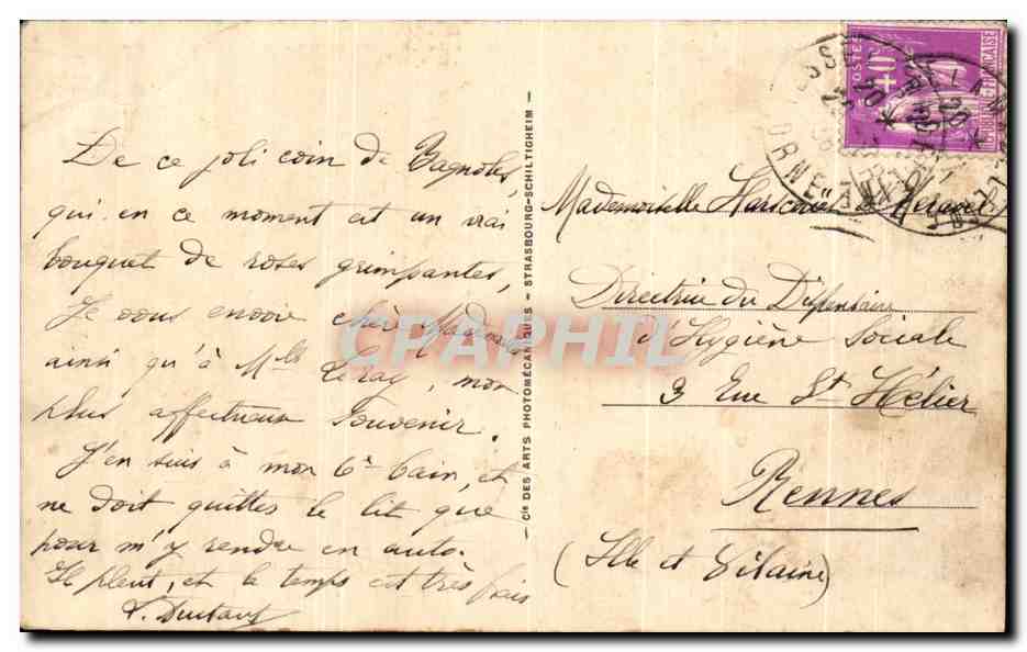 CPA Bagnoles de l'Orne Une vue sur le Lac et le Grand Hotel — Verso