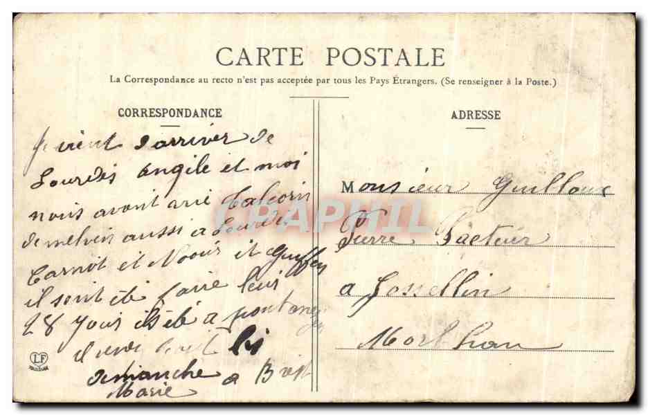 CPA Les hautes Pyaenees Lourdes Le Calvaire — Verso