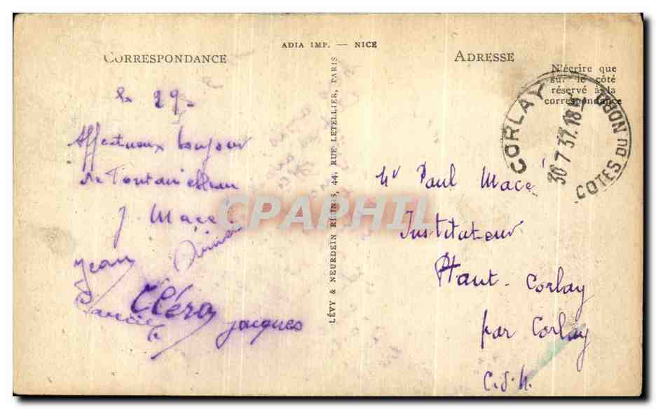 Cartolina d'epoca Palazzo di Fontainebleau La Marchande d'Amour — Verso