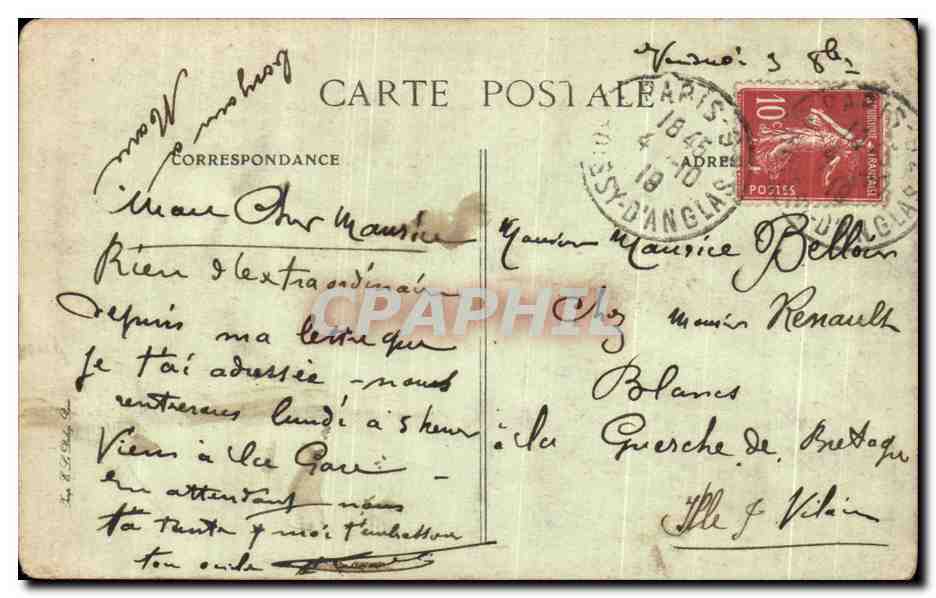 CPA Paris Boulevand des Italiens — Rückseite