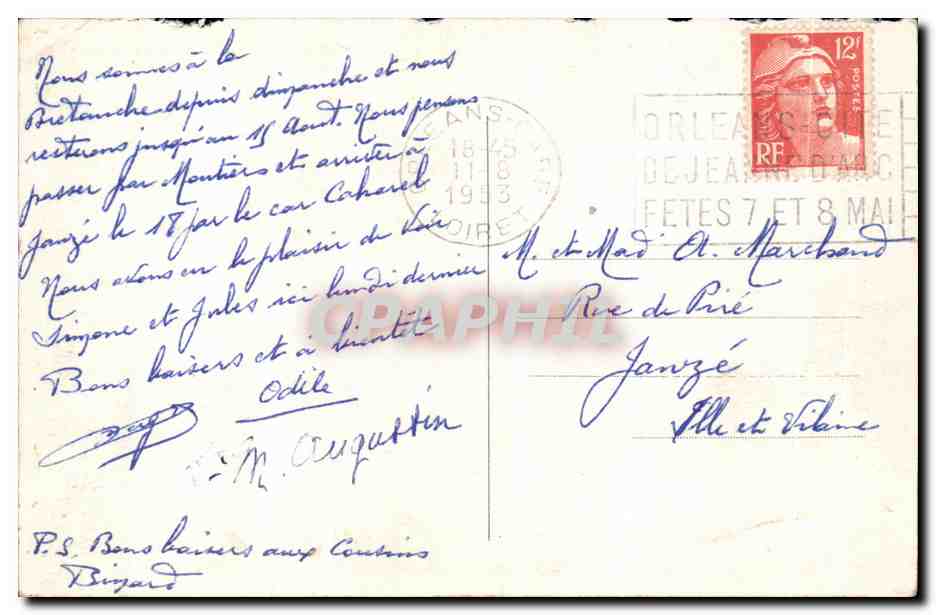 Antike Ansichtskarte Kloster La Vistation Sainte Marie de La Bretauche Nazareth und Pavillon Saint Joseph — Rückseite