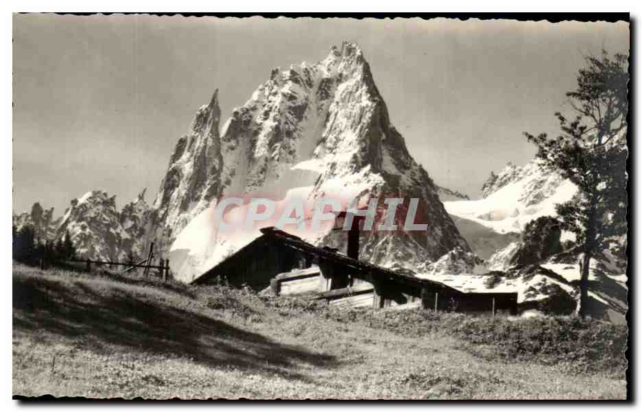 Mont Blanc — vue avec cabane alpine — éditeur inconnu, n° de série non visible