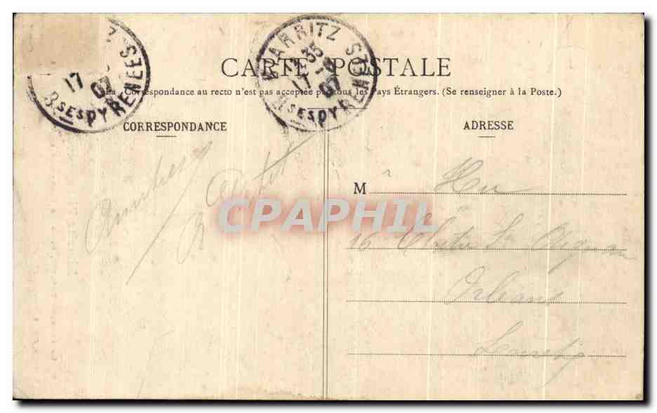 CPA Biarritz Pittoresque La Loge Du Theatre Prise Du Rocher De la vierge  — Verso