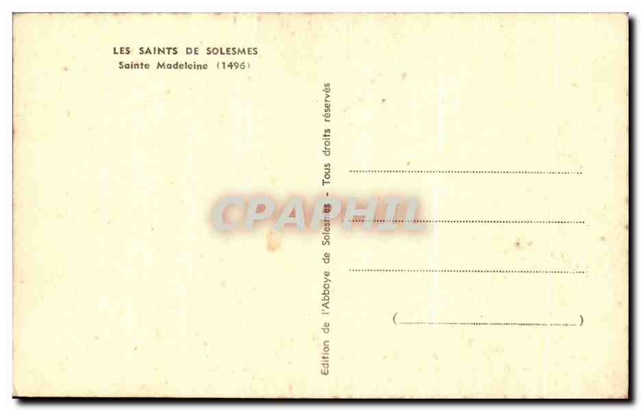 CPA Les Saints De Solesmes Sainte Madeleine — Verso