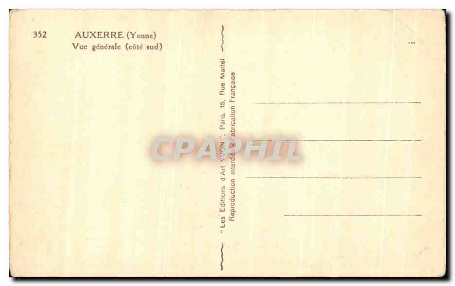 CPA Auxerre Vue generale  — Verso