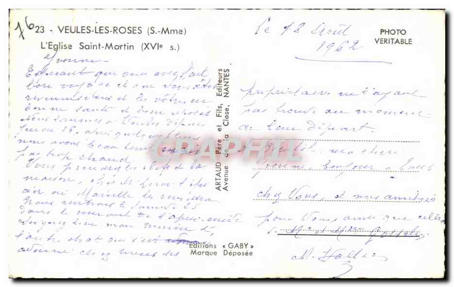 CPA Veules Les Roses L'Eglise Saint Martin — Rückseite